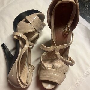 Platform open toe nude heels